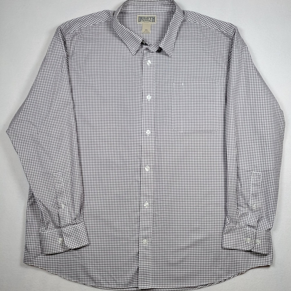 Carhartt Men's Long Sleeve Button-Down, White Check Pattern, Size‎ 2XL Cotton